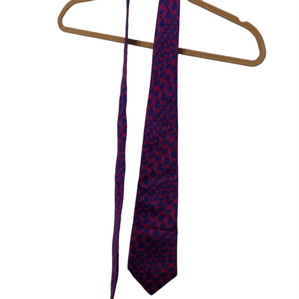 Ken Scott Italy pink purple 100% Silk mixed spot mens tie